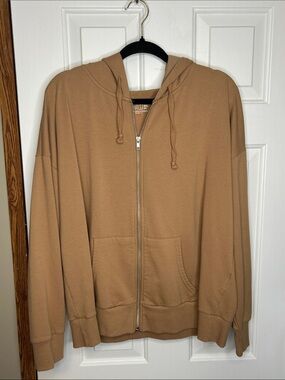 Time and Tru Full-Zip Hooded Jacket in Camel Brown